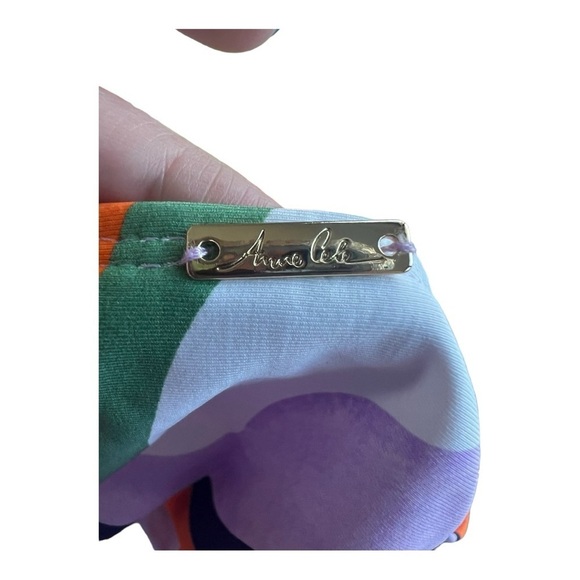 Anne Cole Printed Mulit Color Wavey Tankini Swim Top Criss Cross Back M NEW - Picture 11 of 13